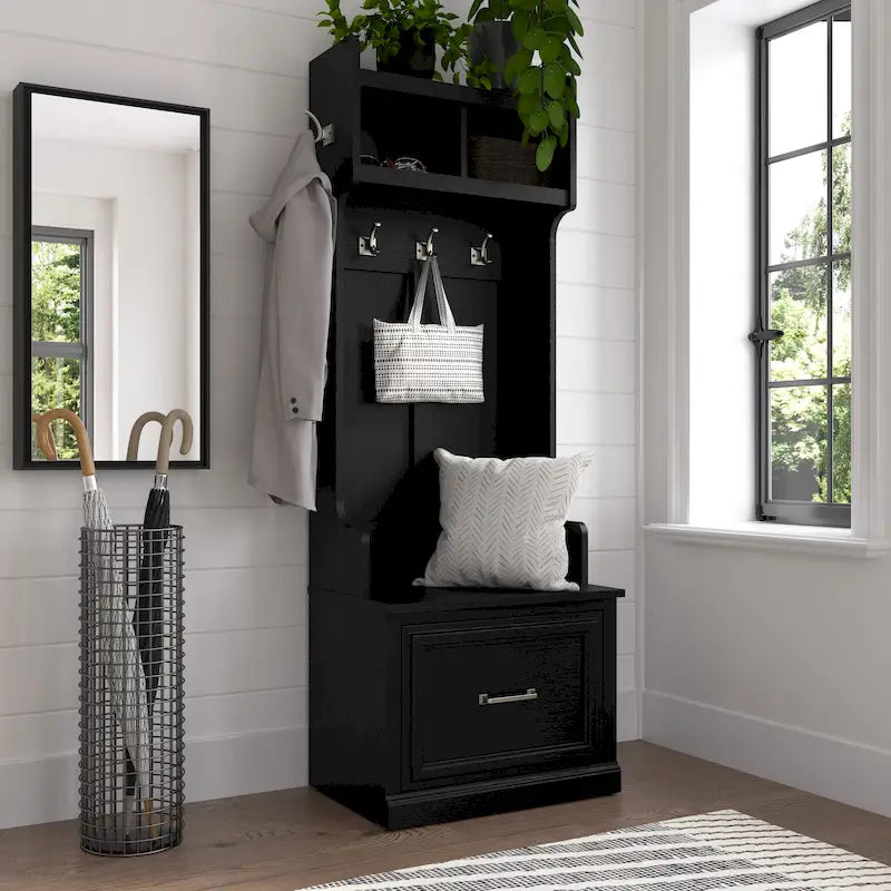 Hall Tree and Small Shoe Bench with Drawer