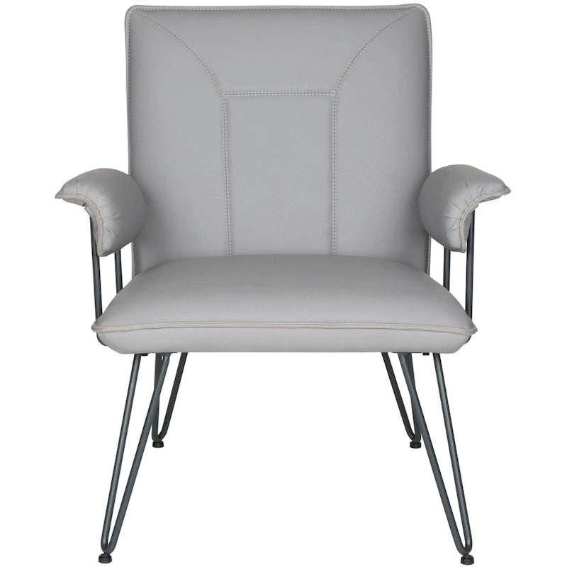 Mid-Century Modern Grey PU Leather Arm Chair - 29W x 28D x 33H