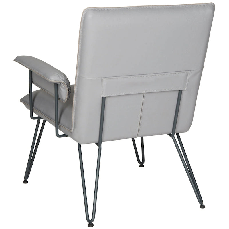 Mid-Century Modern Grey PU Leather Arm Chair - 29W x 28D x 33H