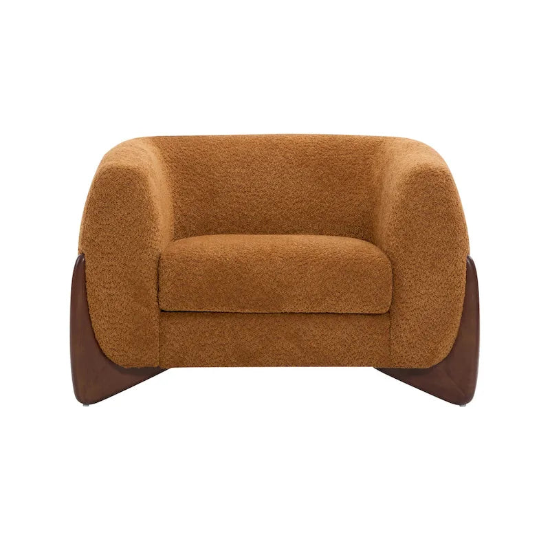 Modern Upholstered Boucle Arm Club Chair
