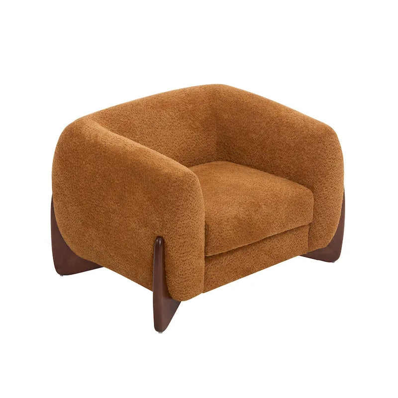 Modern Upholstered Boucle Arm Club Chair