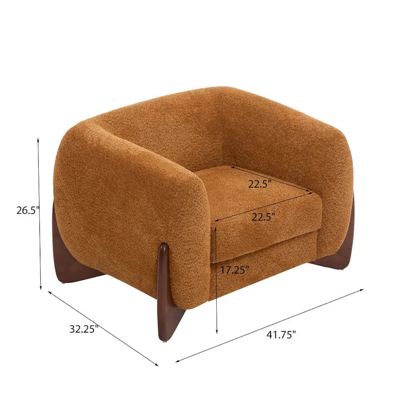 Modern Upholstered Boucle Arm Club Chair