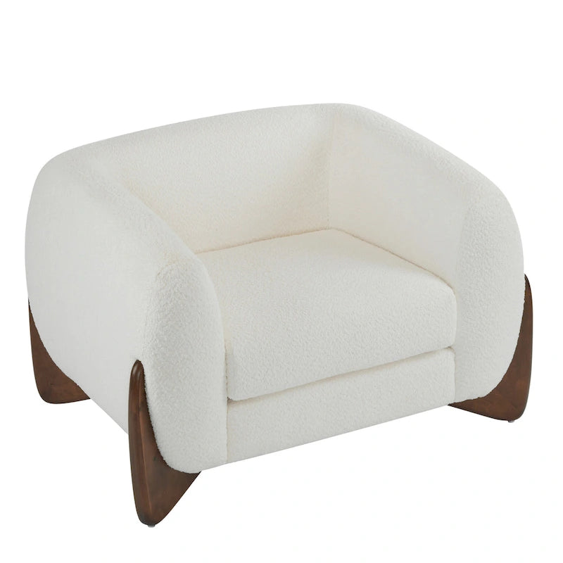 Modern Upholstered Boucle Arm Club Chair