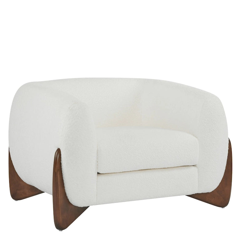 Modern Upholstered Boucle Arm Club Chair