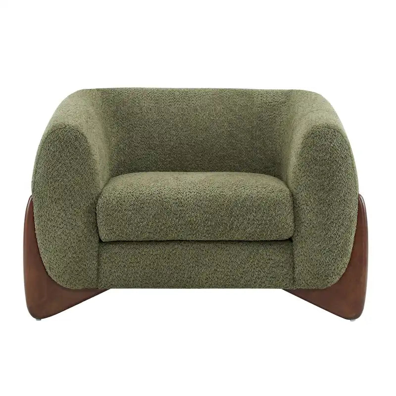 Modern Upholstered Boucle Arm Club Chair