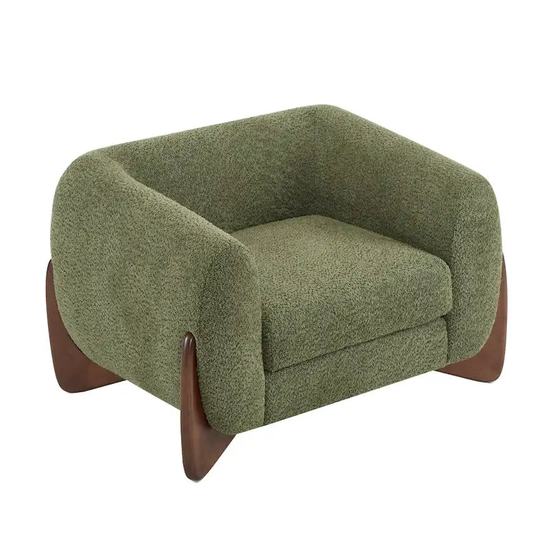 Modern Upholstered Boucle Arm Club Chair