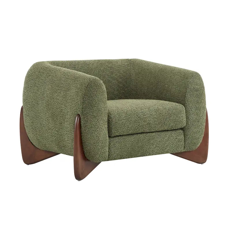 Modern Upholstered Boucle Arm Club Chair