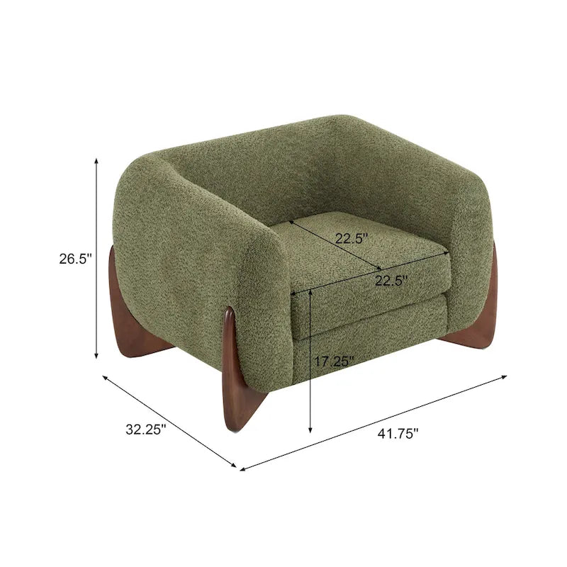 Modern Upholstered Boucle Arm Club Chair