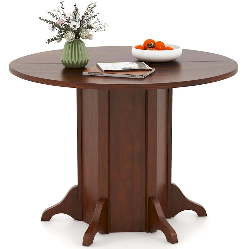42" Round Wooden Dining Table with Pedestal Base