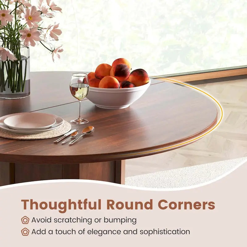 42" Round Wooden Dining Table with Pedestal Base