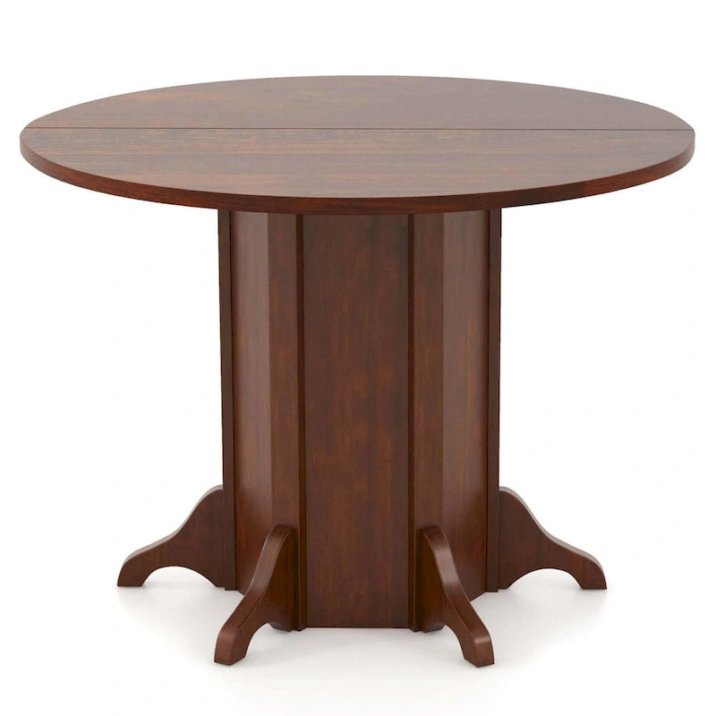 42" Round Wooden Dining Table with Pedestal Base