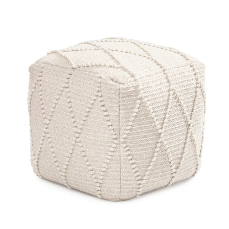 Pouf Ottoman - Cotton-Blend Upholstery with Firm EPP Bead Filling - Footrest or Extra Seating