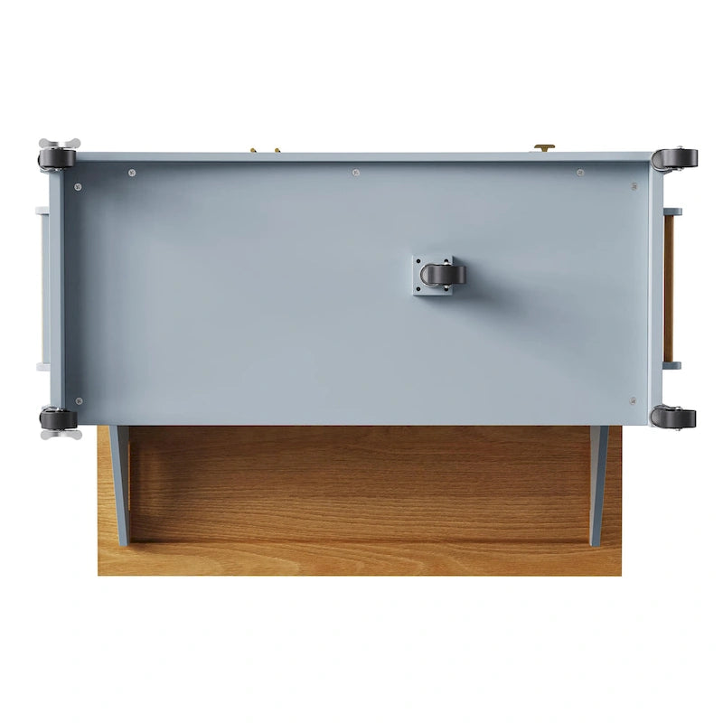 52 Kitchen Island with Drop Leaf, Embossed Texture Kitchen Island on Wheels with Spice Rack, Towel Rack, 2 Doors & 5 Drawers