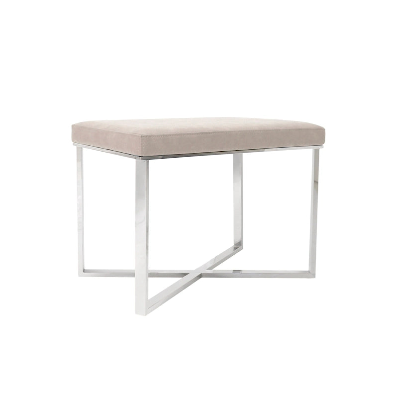 Faux Leather Stool with Stainless Steel Base