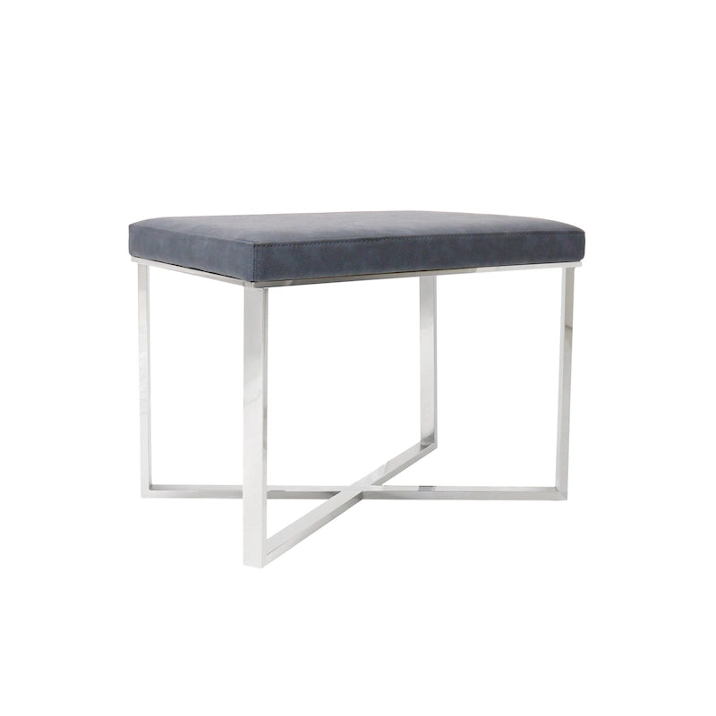 Faux Leather Stool with Stainless Steel Base