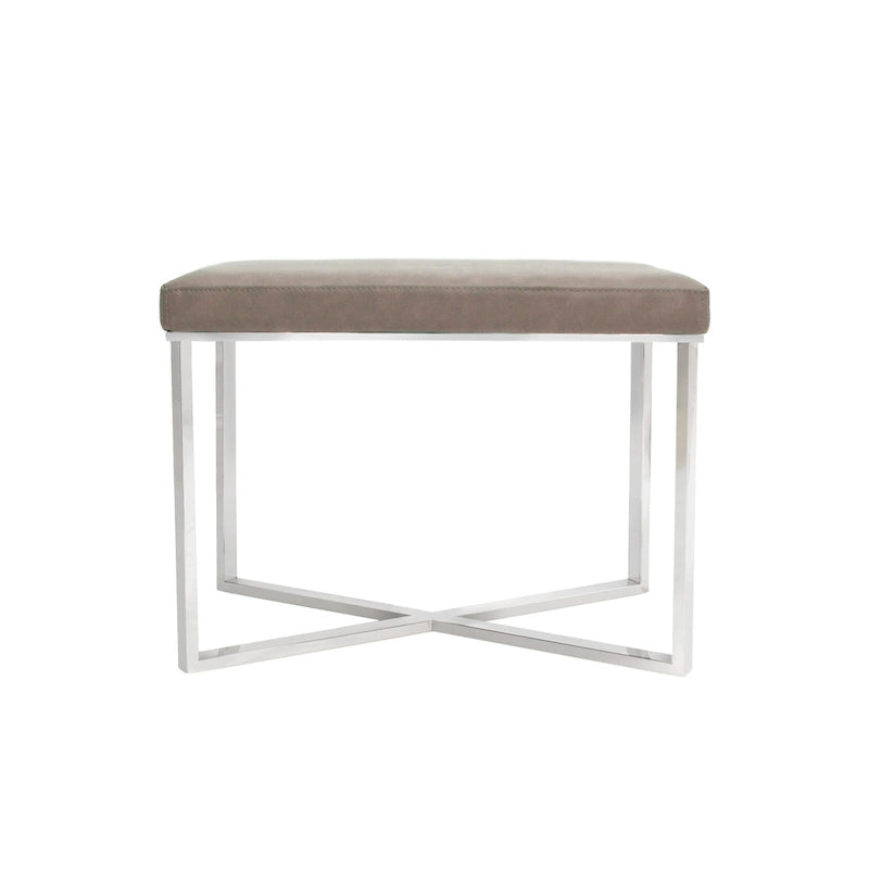Faux Leather Stool with Stainless Steel Base