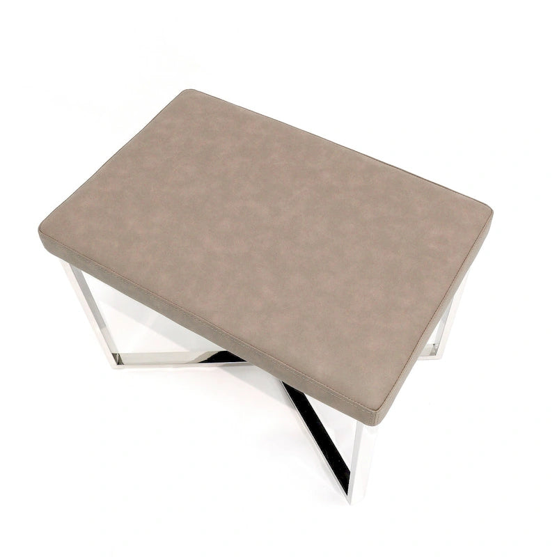 Faux Leather Stool with Stainless Steel Base