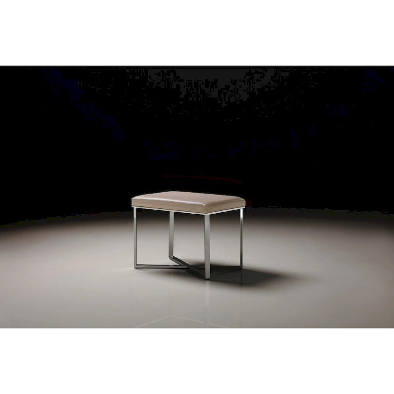 Faux Leather Stool with Stainless Steel Base