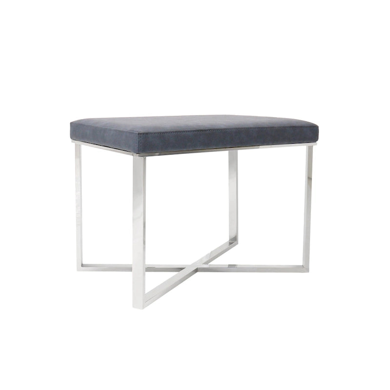 Faux Leather Stool with Stainless Steel Base
