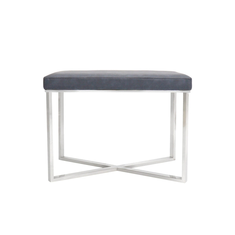 Faux Leather Stool with Stainless Steel Base