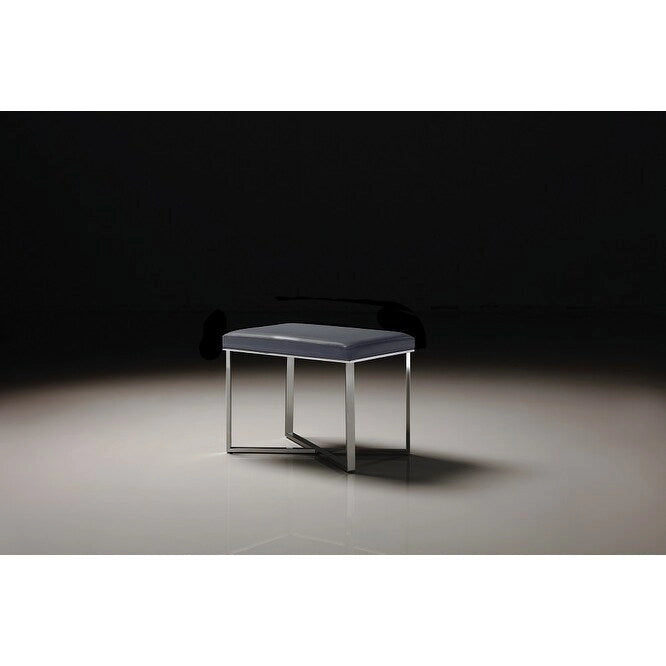 Faux Leather Stool with Stainless Steel Base