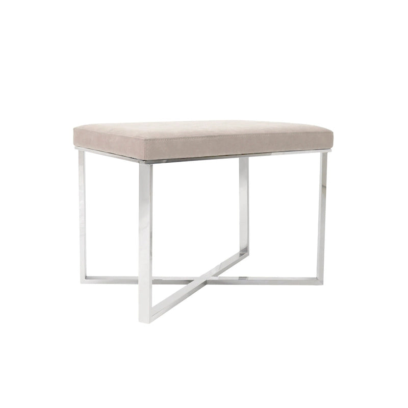 Faux Leather Stool with Stainless Steel Base