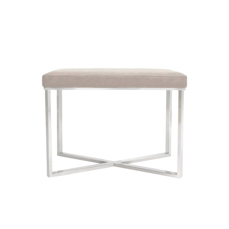 Faux Leather Stool with Stainless Steel Base