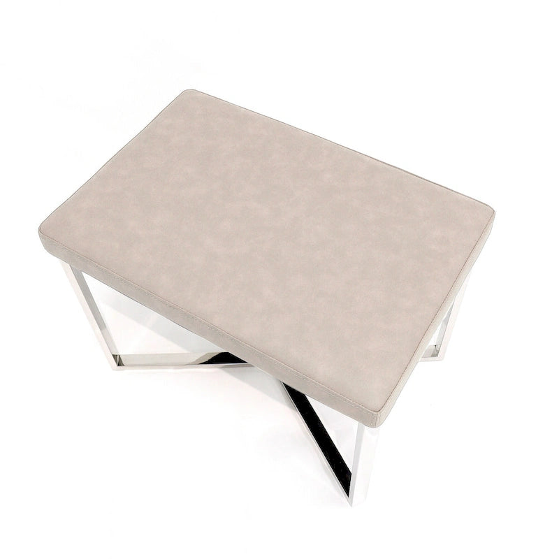 Faux Leather Stool with Stainless Steel Base