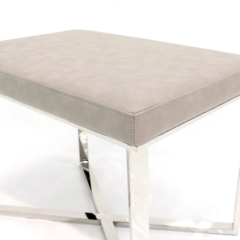 Faux Leather Stool with Stainless Steel Base