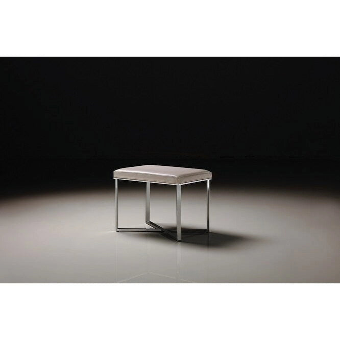 Faux Leather Stool with Stainless Steel Base