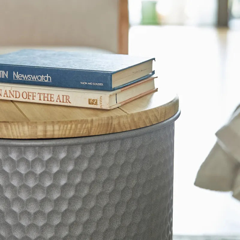 Set of 2 Farmhouse End Table Storage Ottoman - 19"H
