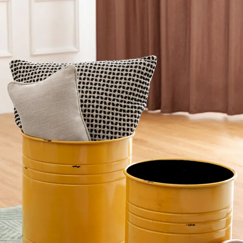Set of 2 Farmhouse End Table Storage Ottoman - 19"H