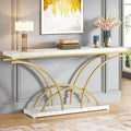 70.9 Inch Console Table with Gold Legs and Faux Marble Top