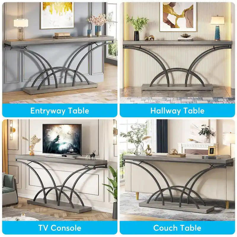 70.9 Inch Console Table with Gold Legs and Faux Marble Top