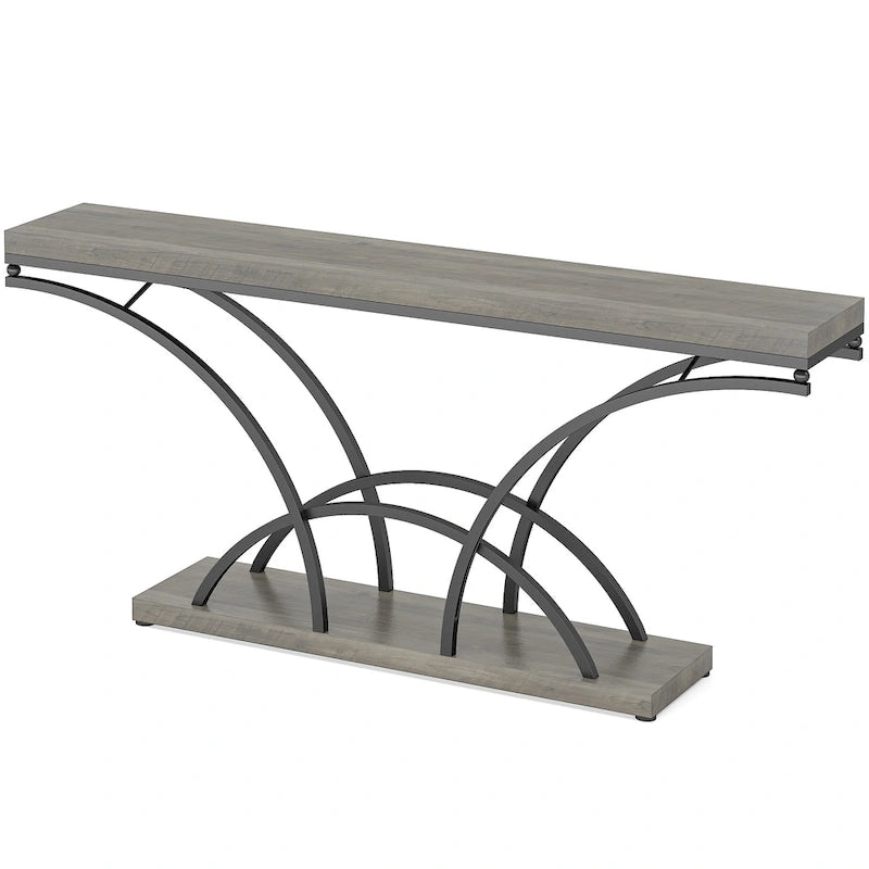 70.9 Inch Console Table with Gold Legs and Faux Marble Top