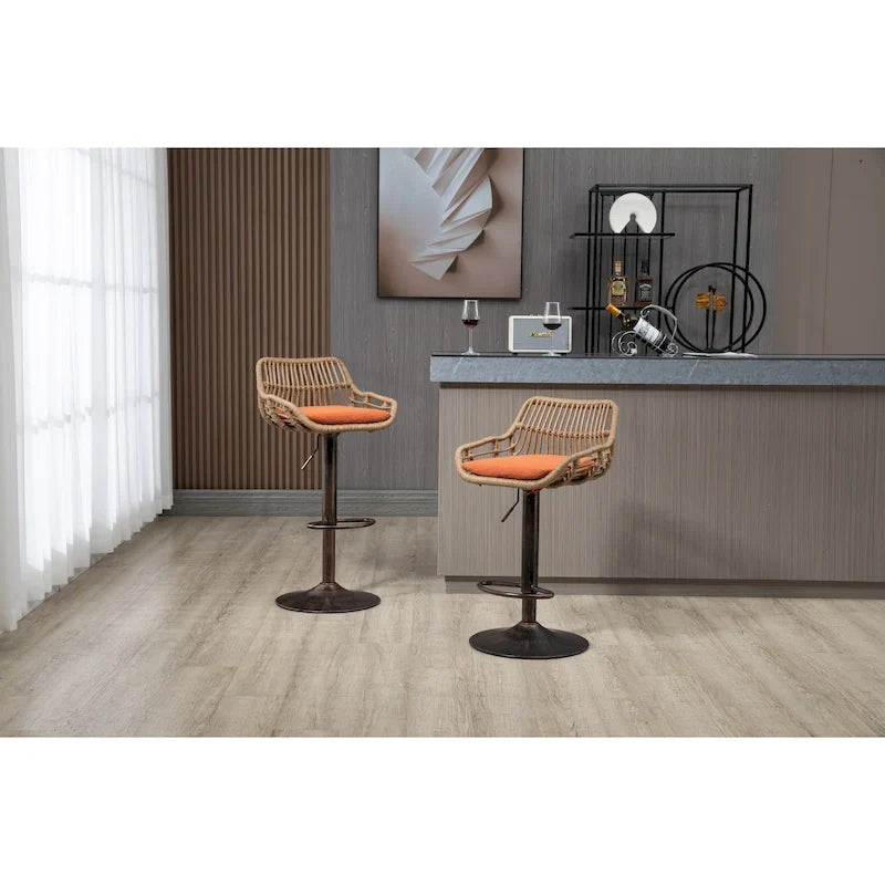 Conjunto de 2 bancos de bar giratórios, cadeiras de altura ajustável para balcão com apoio para os pés, para cozinha e sala de jantar, 2PC/CONJUNTO