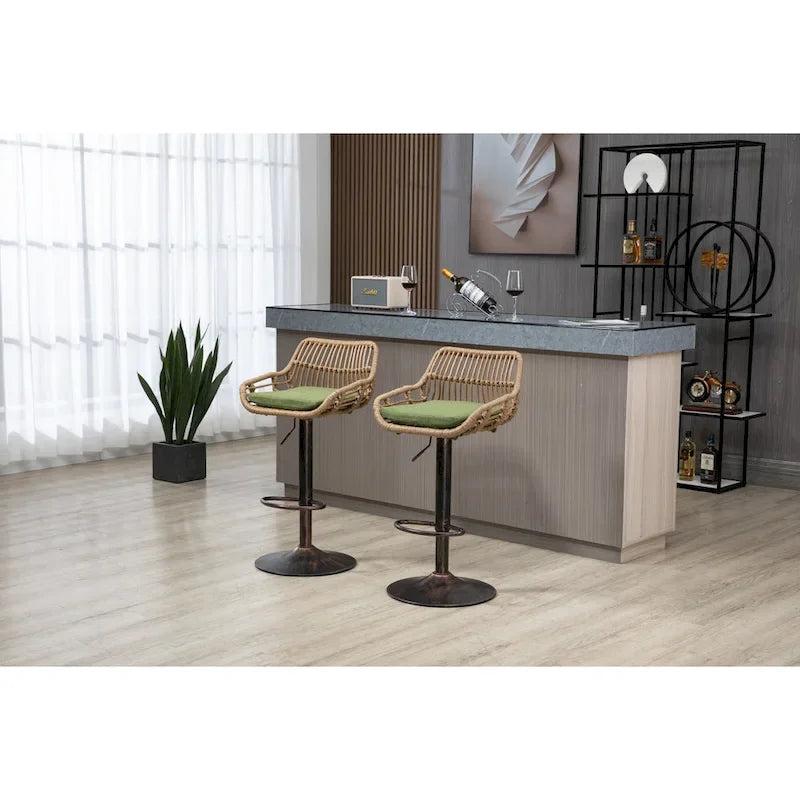 Conjunto de 2 bancos de bar giratórios, cadeiras de altura ajustável para balcão com apoio para os pés, para cozinha e sala de jantar, 2PC/CONJUNTO