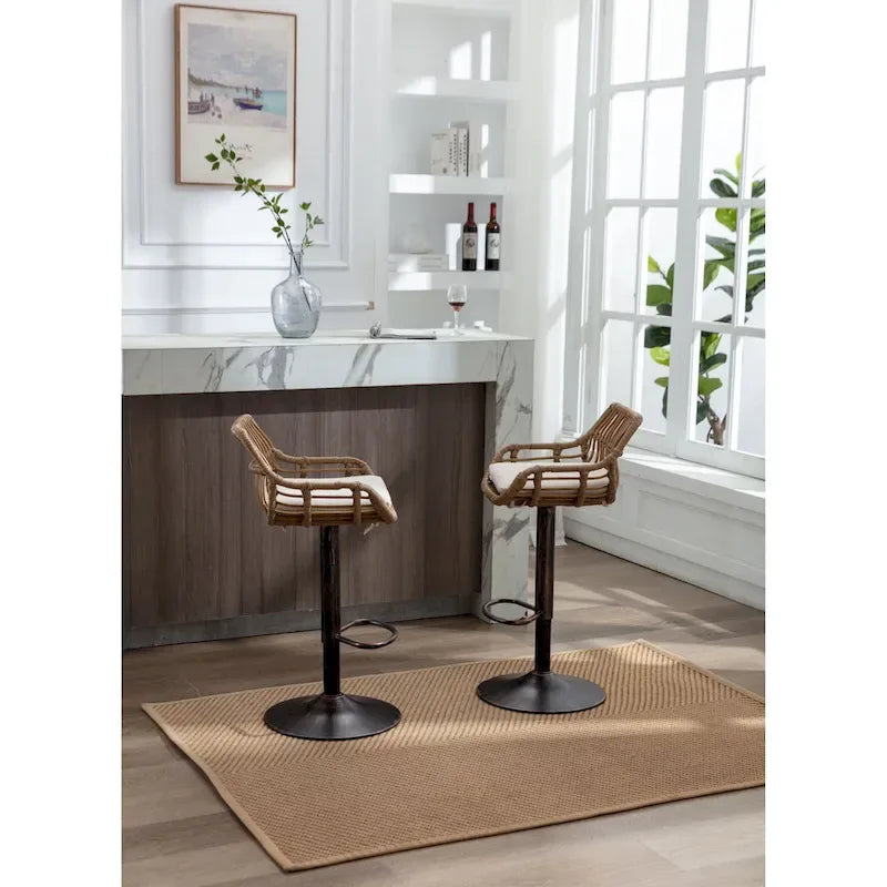 Swivel Bar Stools Set of 2 Adjustable Counter Height Chairs with Footrest for Kitchen, Dining Room 2PC/SET