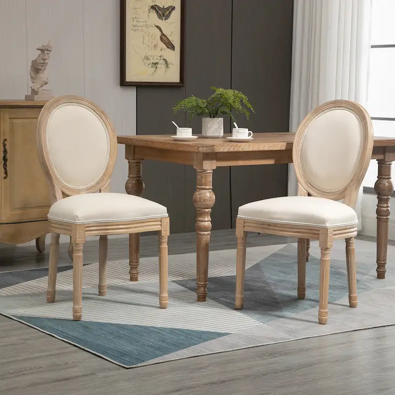 French-Style Upholstered Dining Chair Set of 2