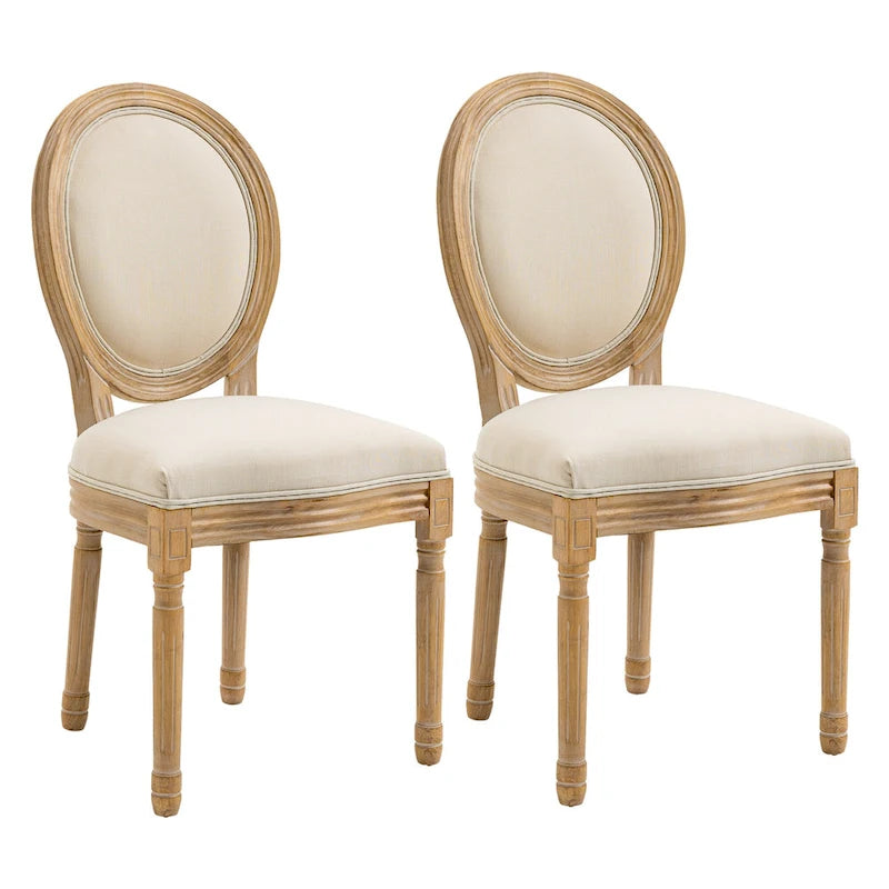 French-Style Upholstered Dining Chair Set of 2