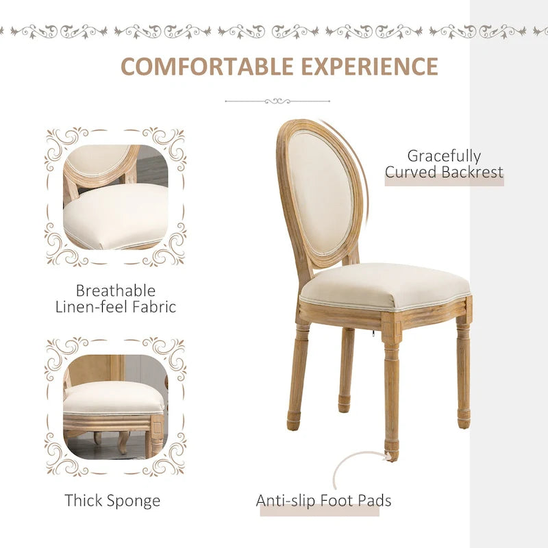 French-Style Upholstered Dining Chair Set of 2