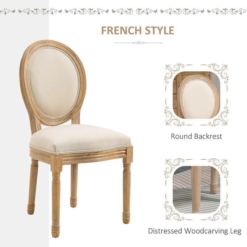 French-Style Upholstered Dining Chair Set of 2