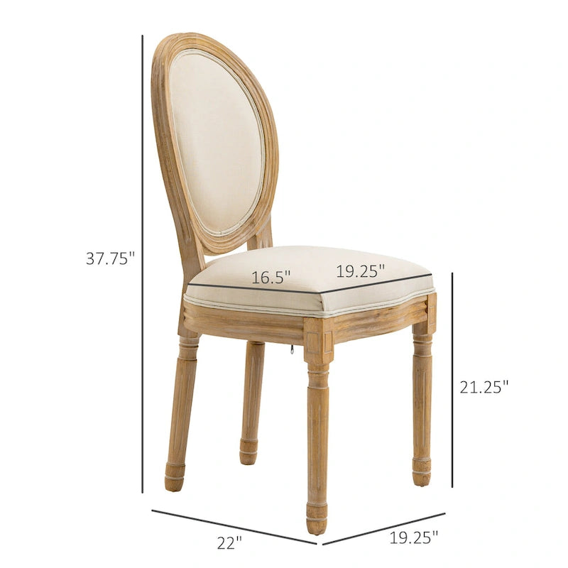 French-Style Upholstered Dining Chair Set of 2