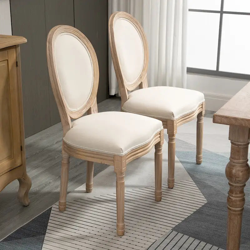 French-Style Upholstered Dining Chair Set of 2