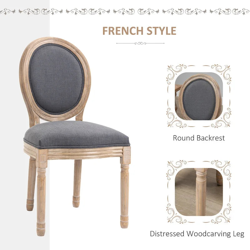 French-Style Upholstered Dining Chair Set of 2