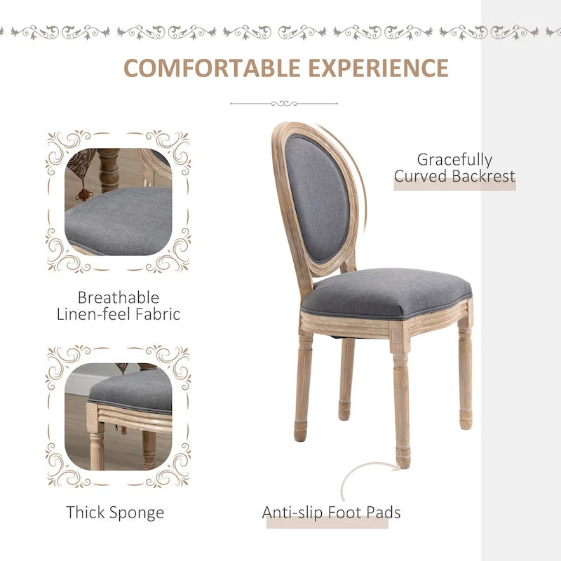 French-Style Upholstered Dining Chair Set of 2