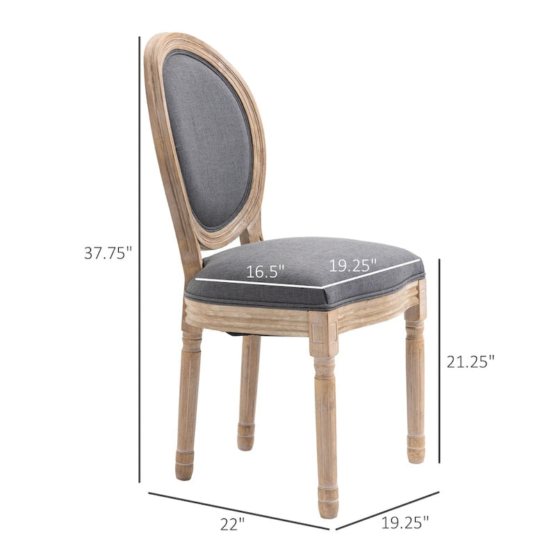 French-Style Upholstered Dining Chair Set of 2