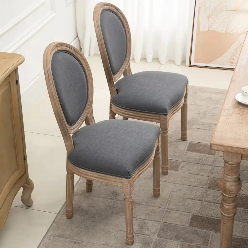 French-Style Upholstered Dining Chair Set of 2