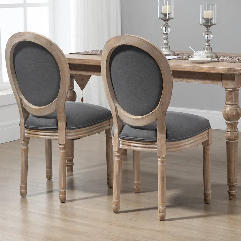 French-Style Upholstered Dining Chair Set of 2