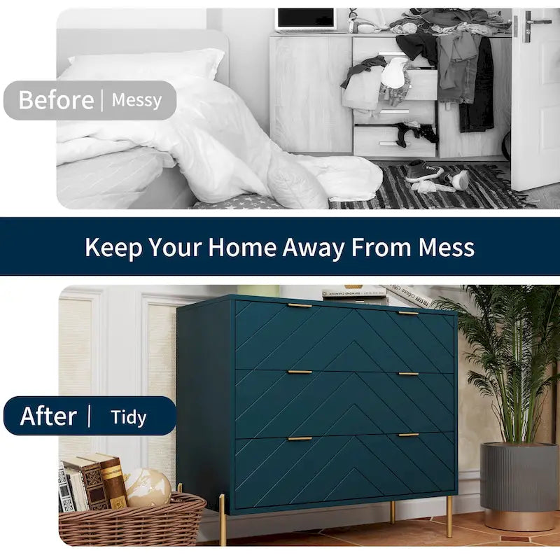 Clihome 3-Drawer Storage Chest Dresser for Bedroom